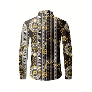 Camicia con stampa a catena da <span class=keywords><strong>uomo</strong></span> Homme, camicia a maniche lunghe con abito da <span class=keywords><strong>uomo</strong></span>, <span class=keywords><strong>camicie</strong></span> da sublimazione in oro di lusso per <span class=keywords><strong>uomo</strong></span> - Product Image 2