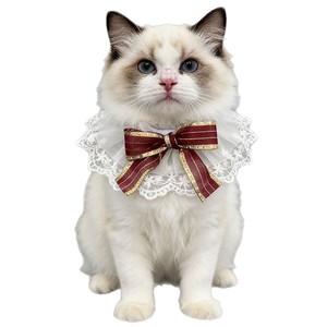 Cute <b>Plush</b> <b>Cat</b> Bibs Lattice Pattern Bandanas Bows Accessories For <b>Cats</b> Dogs All Seasons Pet Apparel Ornament - Product Image 5
