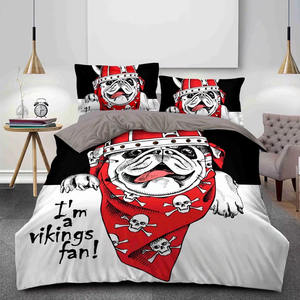 Tier druck Bett bezug für Kinder Bettlaken Cartoon 3D Custom Black <span class=keywords><strong>Dog</strong></span> Bettlaken Mikro faser Bettwäsche-Sets - Product Image 4