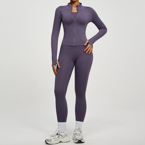 Conjuntos de <span class=keywords><strong>Ropa</strong></span> Deportiva para <span class=keywords><strong>Mujer</strong></span> Talla Grande 3XL, Chaquetas Ajustadas, Leggings Ajustados, Pantalones Deportivos con Control de Abdomen, Conjuntos de Yoga para <span class=keywords><strong>Mujer</strong></span> - Product Image 5