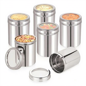 Stainless Steel Food <b>Storage</b> Containers Round Airtight Metal <b>Jars</b> <b>for</b> <b>Kitchen</b> Use Capacity Minimalist Design - Product Image 3