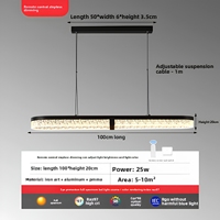 Lustre LED moderne à motif de glace craquelée linéaire, nouveau design 2026, suspension noire, garantie 3 ans pour cuisine