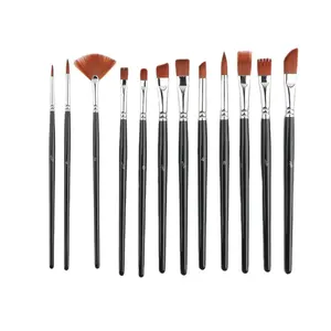 Paul Cézanne Nouveauté Ensemble de 12 pinceaux d'artiste en nylon pour éventail, manche en bois, formes variées, plats, pour <span class=keywords><strong>peinture</strong></span> à l'<span class=keywords><strong>huile</strong></span> et acrylique - Product Image 1
