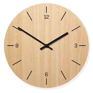 2023 nouvelle horloge murale nordique en bois Mdf, décoration de maison moderne ronde Simple, horloges personnalisées en bois, usine