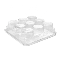Plateau de service carré de qualité alimentaire, recyclable, écologique, transparent, à 9 compartiments, avec matériaux recyclés pour le chocolat et le pain