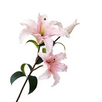 Bunga Lily Artifisial 3 Tangkai, Tahan Air, Sentuhan Sutra, Melembapkan, untuk Dekorasi Ruang Makan & Ruang Tamu (Grosir)