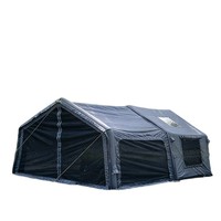 Tente de toit gonflable en coton vert quatre saisons 8+8m pour camping extérieur nuitée, colle noire