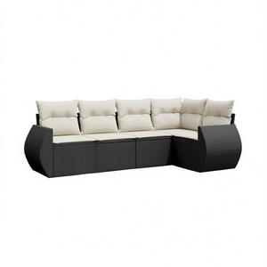 Conjunto de Sofás Modulares de Ratán Negro para Jardín, Muebles Resistentes para Exteriores con Cojines de Espuma de Alta Densidad - Product Image 1
