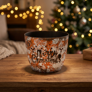 Bol de Noël vintage en métal, petite taille, intérieur coloré, support de plantes écologique, motif circulaire, Joyeux Noël, décoration de bureau - Product Image 5