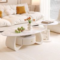 Table basse moderne minimaliste en pierre avec plateau en ardoise, structure en acier, design de rangement écologique, mobilier de salon convertible