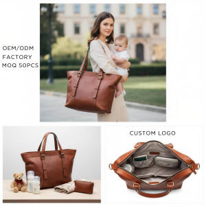 Manufacturer Factory Direct Custom Logo Leather Mommy Nappy <strong>Changing</strong> Hospital Travel Baby Diaper Tote <strong>Bag</strong> for <strong>Twins</strong> - Product Image 1
