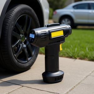 Pompe à air numérique sans fil 12V, monocylindre, portable, pour voitures et vélos, avec écran noir - Product Image 2