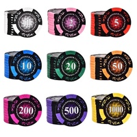 Lot de jetons de poker personnalisés en gros avec valeur américaine personnalisée, jetons de casino professionnels en céramique pour jeux de hasard