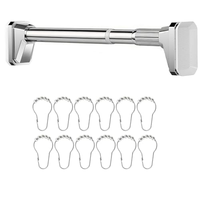 Tringle de Douche Télescopique en Acier Inoxydable Robuste de 39 à 86 Pouces, Argentée, Sans Perçage, Anti-Rouille, pour Rideau de Salle de Bain
