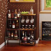 SENYU Table de bar autoportante polyvalente pour la maison, présentoir trapézoïdal pour bouteilles de whisky, étagère à vin en bois