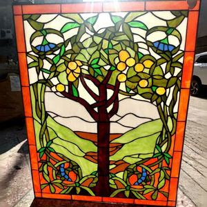 Panel de Vidrio Artístico Tiffany con Diseño de Árbol, 45*65 CM, 5mm de Grosor, Sólido, Personalizado, para Colgar en Ventanas de Hoteles y Comedores - Product Image 1