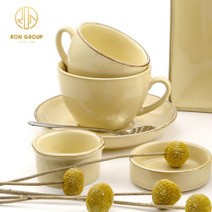 ชามใส่ซอสถั่วเหลืองน้ำตาลพอร์ซเลน,พอร์ซเลนสีเซรามิกลายคัสตาร์ดแบบปรับแต่งได้สำหรับร้านอาหารในโรงแรมขายส่ง - Product Image 1