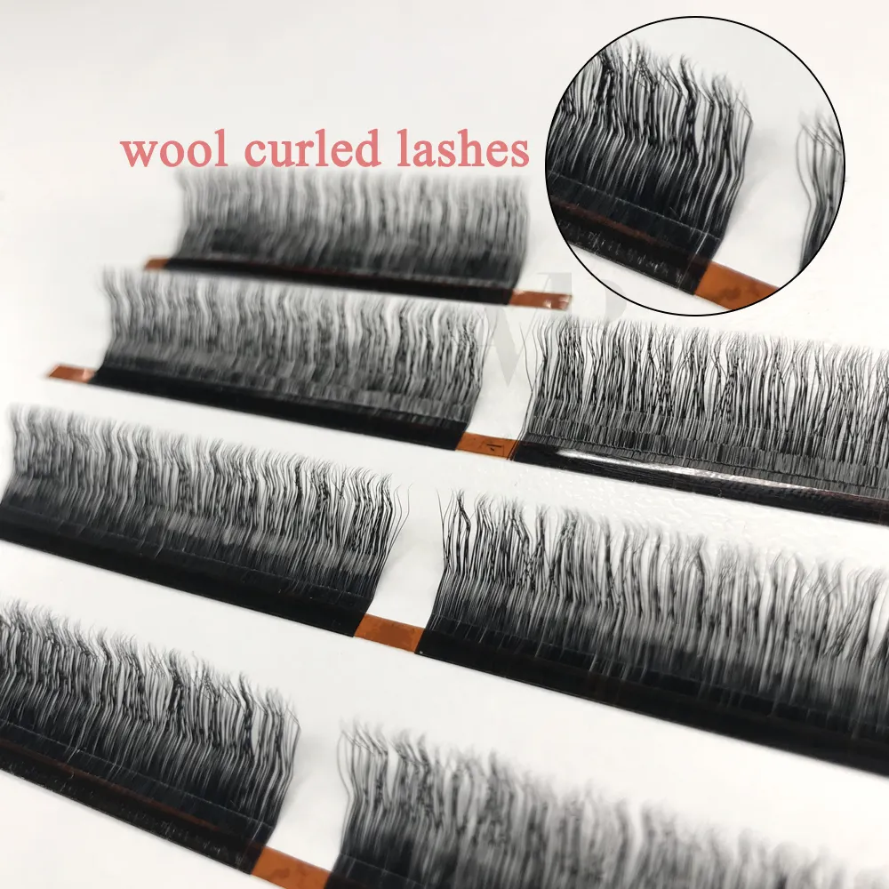 New Arrival Wool Roll Cluster Lash Extension Custom Length Professional Natural Looking Wool Curled Lashes