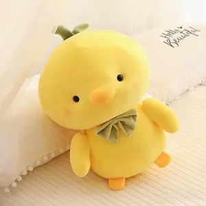 DOULUO 귀여운 부드러운 노란색 치킨 스쿼트 치킨 장난감 봉제 인형 던지기 베개 콩 치킨 던지기 베개 인형 쿠션 인형