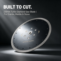 Lame de scie diamantée turbo industrielle OEM Midstar 230 mm, à pressage à chaud, pour coupe humide et sèche, revêtement Ti, avec bride, pour granit et carrelage