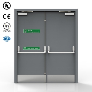 <span class=keywords><strong>Porte</strong></span> coupe-feu double en <span class=keywords><strong>acier</strong></span> homologuée UL/CE avec barre anti-panique, <span class=keywords><strong>porte</strong></span> de sortie d'urgence, résistance au feu 90/180 minutes, <span class=keywords><strong>porte</strong></span> de sécurité anti-fumée - Product Image 1