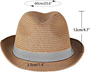 Unisex Panama <b>Hat</b> Toquilla Straw Wide Brim Striped <b>Band</b> Beach Sun <b>Hat</b> Adult Summer Fedora - Product Image 5