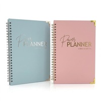 Agenda personnalisé A5 à spirale, planificateur de buts non daté, journal hebdomadaire et mensuel, carnet de notes, couverture en papier, 100 pages