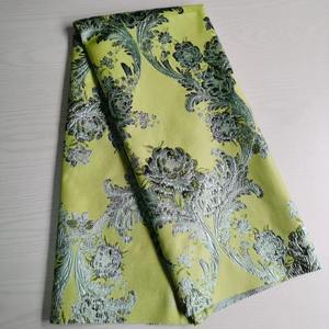 グリーン花画デザインポリエステル金属ジャカードブロケードパーティー布ジャカード生地 - Product Image 5