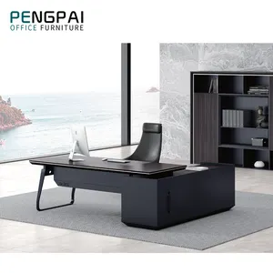 Custom business office furniture mdf l shaped executive desk with steel leg