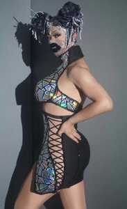 <span class=keywords><strong>2022</strong></span> nuevo producto Idea Spot Color lentejuelas Falda Mujer vestido y faldas Sexy Hollow Beach falda con flecos Showgirl disfraz Carnaval - Product Image 4