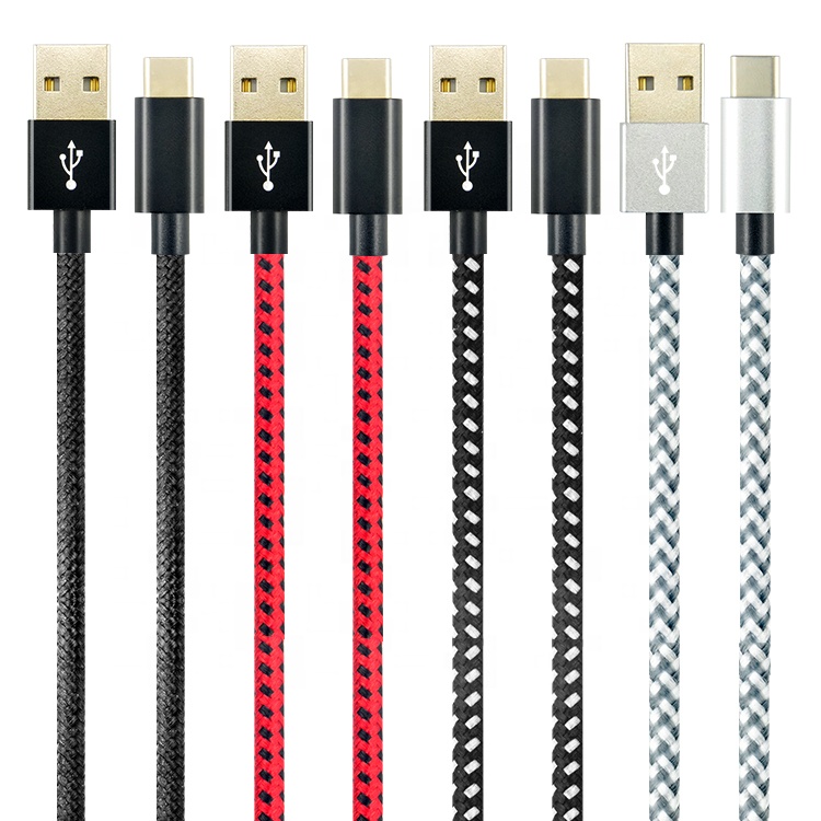 1 м usb 3,1 Тип c кабель 2.1A Быстрый зарядный кабель с нейлоновым плетеным типом USB C кабели для Android