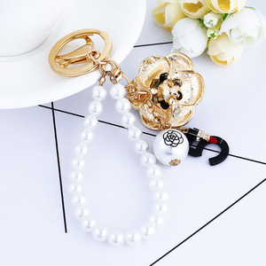 Kawaii Y2K Pearl <strong>Sakura</strong> <strong>Flowers</strong> Keychain Korean Metal <strong>Flower</strong> Bag Pendant Handbag Charms Sweet Girls Bag Hanging Decoration - Product Image 1