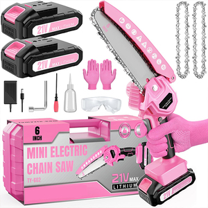 Mini tronçonneuse de 6 pouces avec 2 batteries, tronçonneuses à chaîne sans fil avec verrou de sécurité, petite tronçonneuse portative pour la coupe du bois - Product Image 2