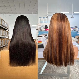 Perruque frontale en dentelle suisse HD 13x4 13x6 double densité, cheveux humains brésiliens vierges bruts alignés sur les cuticules, vente en gros - Product Image 3