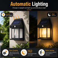 Solar-Bewegungssensor-Wandleuchte für Außenbereich, LED-Laterne mit Warmem Filament-Licht, Automatische Nachtbeleuchtung für Garten, Terrasse, Garage, Zaun