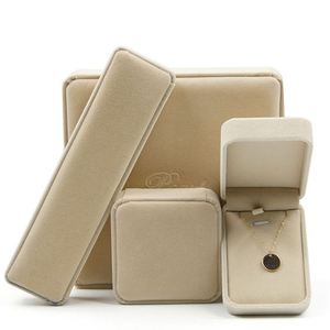 Square Beige Custom Luxury <b>Ring</b> Jewellery Gift <b>Box</b> Cream Velvet Storage Necklace Packaging for Jewellery <b>Box</b> - Product Image 1