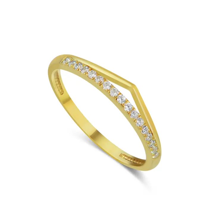 ผู้หญิง18K ประณีตสีเหลืองทองลูกบาศก์เซอร์โคเนียแหวนแฟนซีน่าสุดจริงการออกแบบแหวนทองสำหรับหญิงชาย