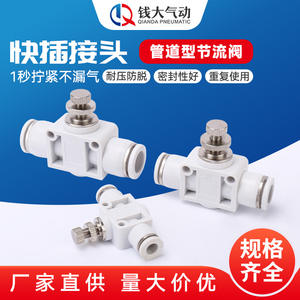 Raccord de tuyau pneumatique de type SL, blanc, à angle droit, composant pneumatique, raccord rapide, filetage PA, vanne de régulation réglable - Product Image 3