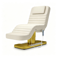Fauteuil de soin esthétique en cuir PU avec base en métal doré, réglable en hauteur, inclinable et rotatif, lit de spa facial et cosmétique