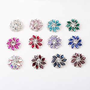 Flower Shaped Rhinestone Glass <b>Buttons</b> 28mm Diy Jewelry Accessories For Shirt Decor White Ab - Product Image 4