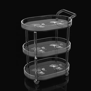 Carrito de servicio acrílico transparente personalizado, carrito de lujo para casa, Hotel, restaurante, acrílico y Lucite - Product Image 4