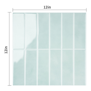 Mint Green Rectangle Stacked Subway <strong>Tile</strong> 3D Self Adhesive Wallpaper Backsplash Vinyl <strong>Stickers</strong> for <strong>Tiles</strong> Bathroom <strong>Kitchen</strong> - Product Image 2