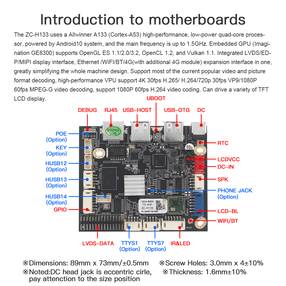 Allwinner A133 Android Board for Custom LCD Advertising Display