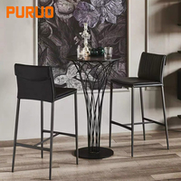 Chaises de bar de style minimaliste, design luxueux, tabourets hauts en cuir avec pieds en fer, tabourets de réception design