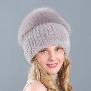 <span class=keywords><strong>Sombrero</strong></span> de invierno de piel de zorro de invierno para mujer, <span class=keywords><strong>sombrero</strong></span> de <span class=keywords><strong>paja</strong></span> protector de oreja de punto coreano cálido grueso - Product Image 6