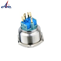 Bouton poussoir rond en métal étanche IP67 de 12 mm, 16 mm, 19 mm, 22 mm, 25 mm, 30 mm, à actionnement momentané ou à enclenchement