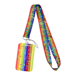 Lanière à motif musical arc-en-ciel coloré avec notes de musique et clavier de <span class=keywords><strong>piano</strong></span>, sangle de cou pour badge d'identification, clés, concerts et amateurs de musique - Product Image 6