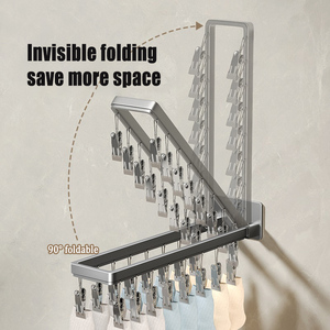 2023 Hot Sale Socks Drying Rack Manufacturer Wholesale Grey Garment <strong>Hanger</strong> Rack Wall Mounted Folding Laundry Rack <strong>Shower</strong> <strong>Caddy</strong> - Product Image 4