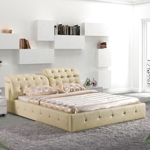 Marco de cama de madera moderna de color marrón, lujoso diseño de cama redonda de cuero, con tamaño king cabecero, cama de Cenicienta - Product Image 6