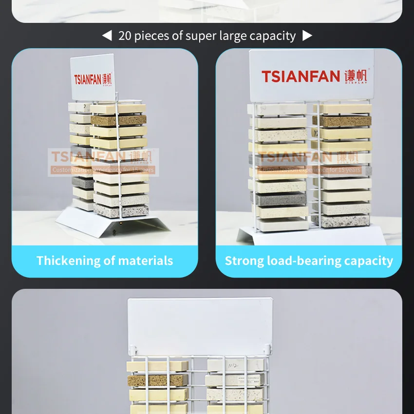 Tsianfan Factory Stone Desk Stand Table Top Granite Ceramic Marble Sample Showcase Countertop Tile Display Rack